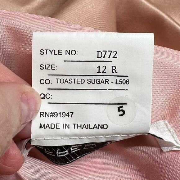 NWT | Alfred Sung | High-Neck Cutout Satin Dress | Toasted Sugar | 12R - Picture 13 of 15